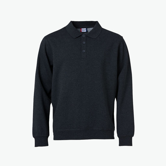 Clique Basic Polo Sweater - Antraciet Melange Polosweater Clique XS