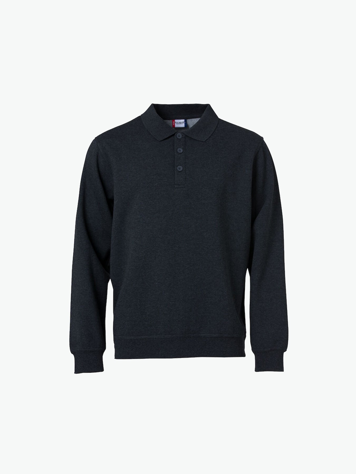 Clique Basic Polo Sweater - Antraciet Melange Polosweater Clique XS