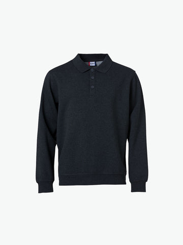 Clique Basic Polo Sweater - Antraciet Melange Polosweater Clique XS