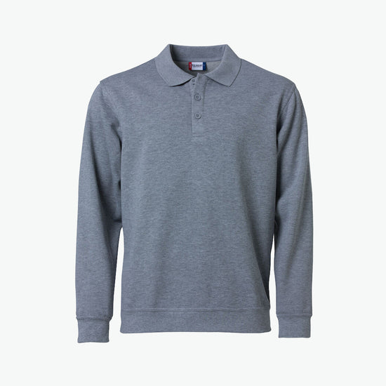 Clique Basic Polo Sweater - Grijsmelange Polosweater Clique XS