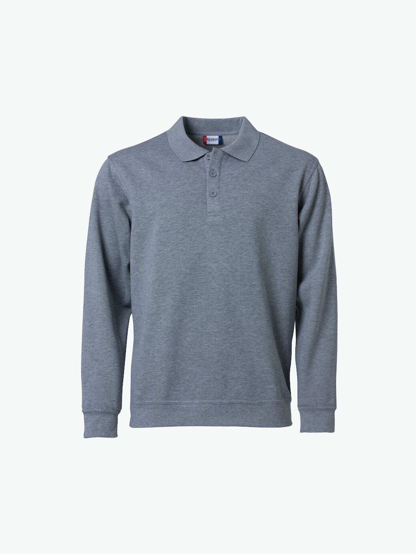 Clique Basic Polo Sweater - Grijsmelange Polosweater Clique XS