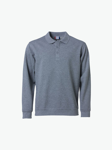 Clique Basic Polo Sweater - Grijsmelange Polosweater Clique XS