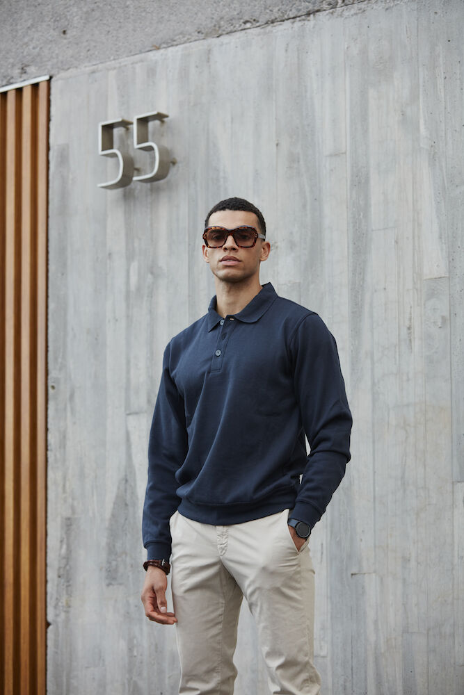 Clique Basic Polo Sweater - Kobalt Polosweater Clique
