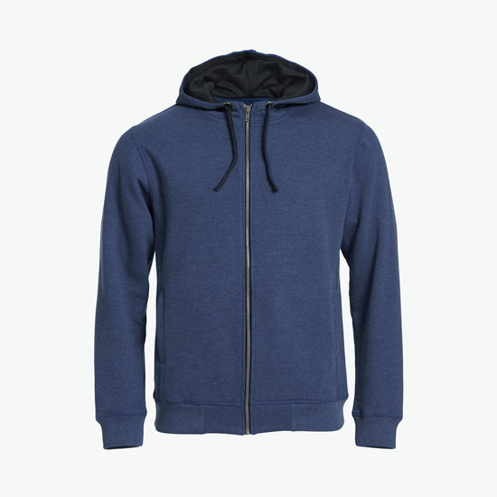 Clique Classic Hoody Full Zip - Blauwmelange Hoodie Clique XS