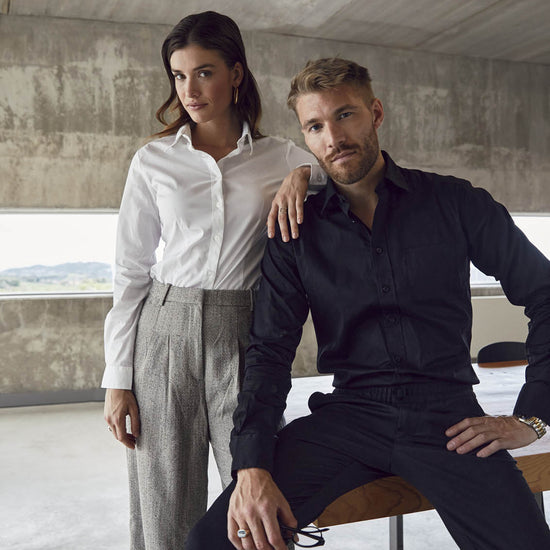 Clique Stretch Shirt L/S Women - Wit Overhemd Dames Clique