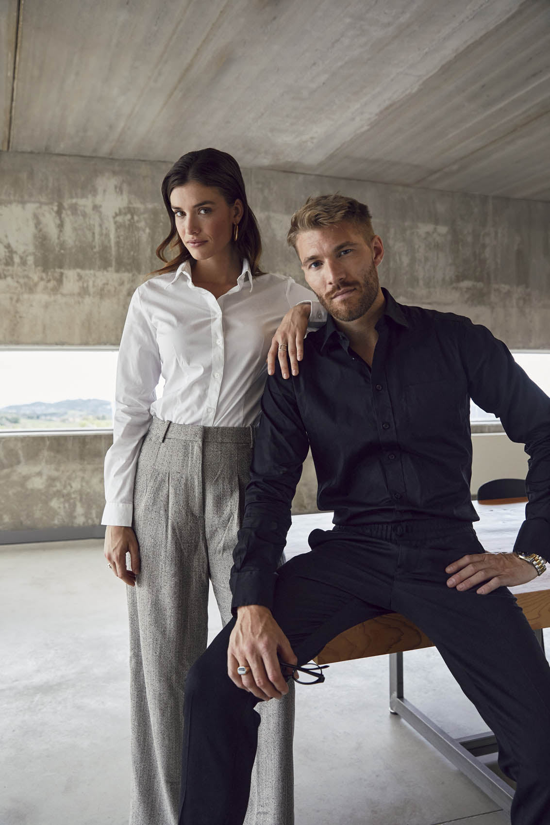 Clique Stretch Shirt L/S Women - Wit Overhemd Dames Clique