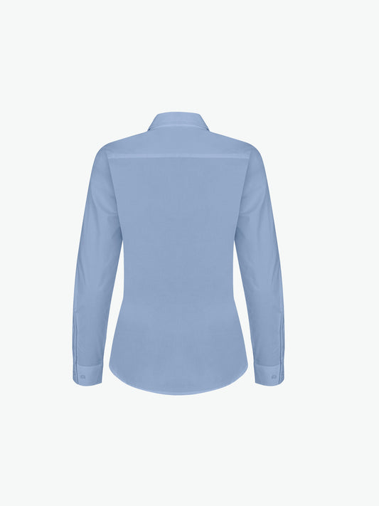 Clique Stretch Shirt L/S Women - Lichtblauw Overhemd Dames Clique