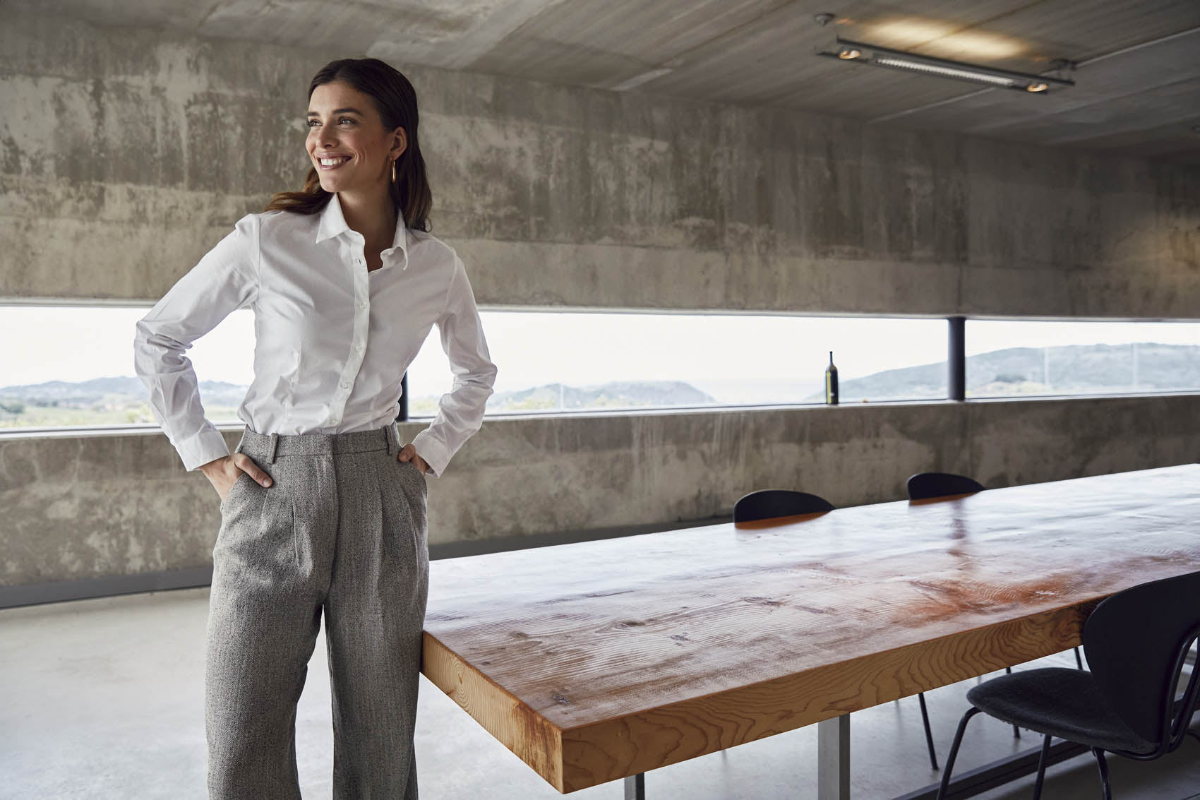 Clique Stretch Shirt L/S Women - Wit Overhemd Dames Clique