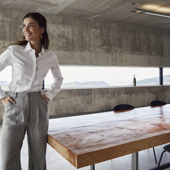 Clique Stretch Shirt L/S Women - Lichtblauw Overhemd Dames Clique
