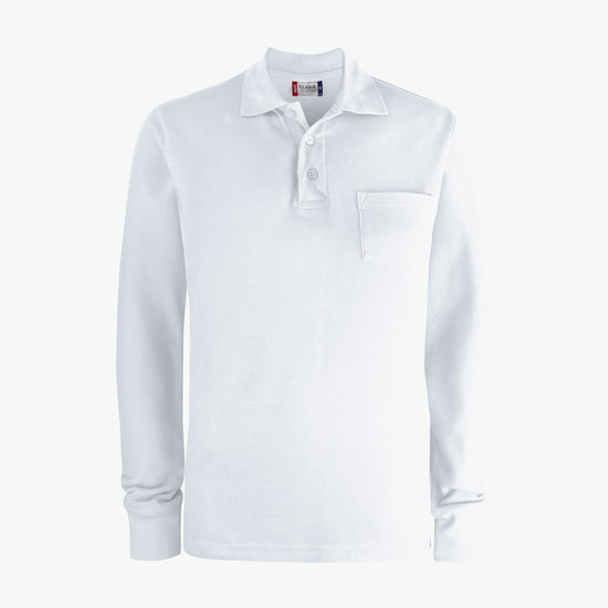 Clique Basic Polo L/S Pocket - Wit Polo Clique XS