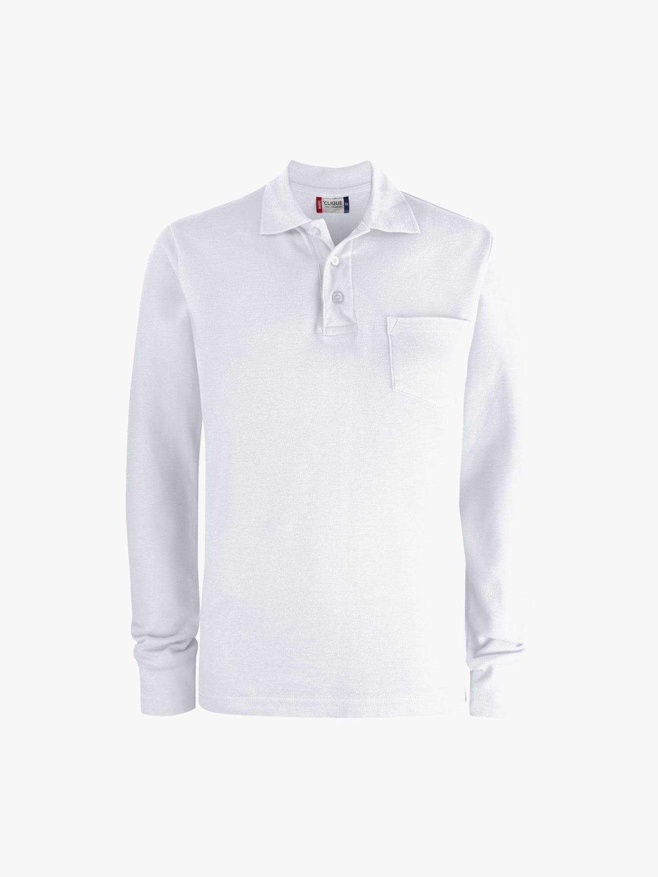 Clique Basic Polo L/S Pocket - Wit Polo Clique XS