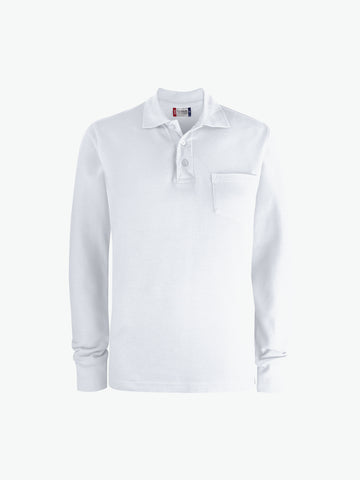 Clique Basic Polo L/S Pocket - Wit Polo Clique XS