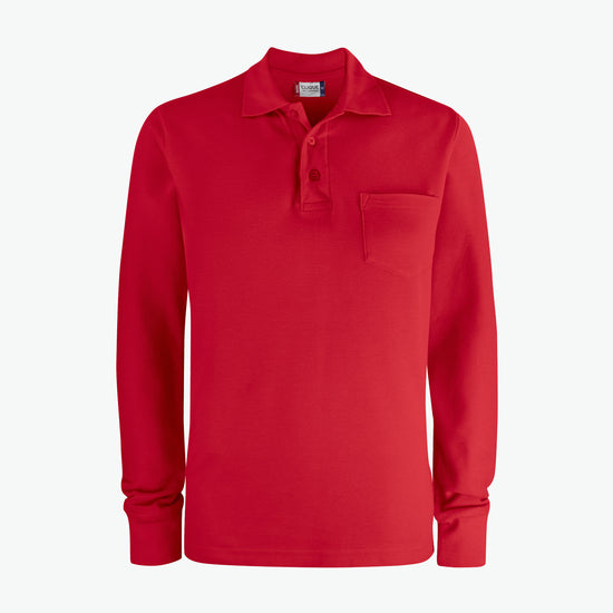 Clique Basic Polo L/S Pocket - Rood Polo Clique XS