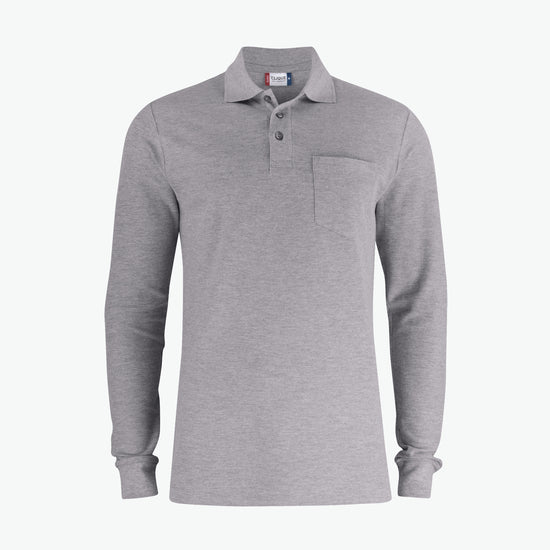 Clique Basic Polo L/S Pocket - Grijsmelange Polo Clique XS