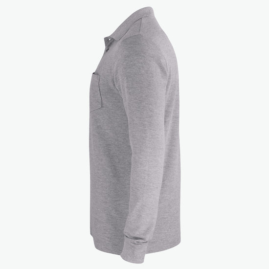 Clique Basic Polo L/S Pocket - Grijsmelange Polo Clique