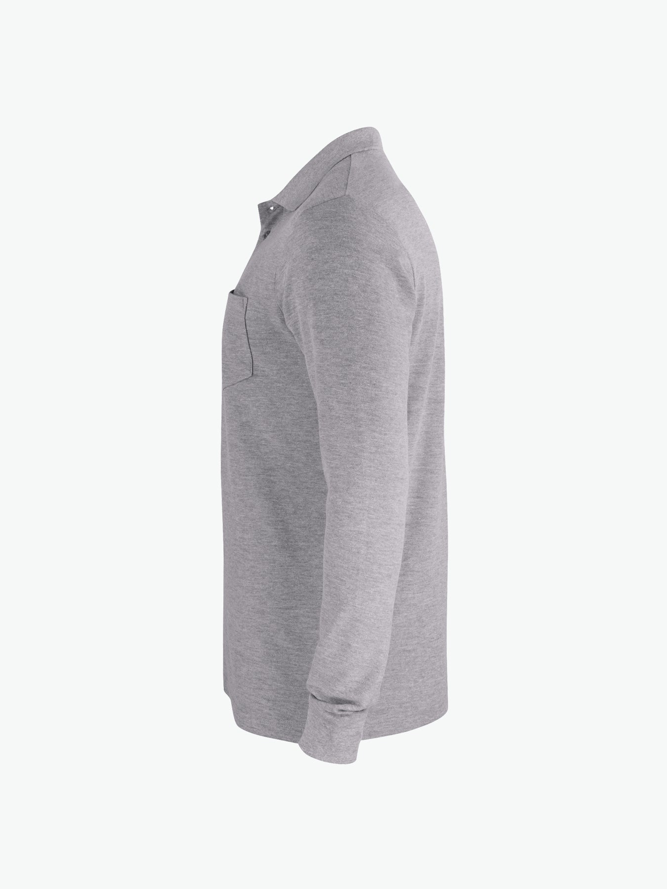 Clique Basic Polo L/S Pocket - Grijsmelange Polo Clique