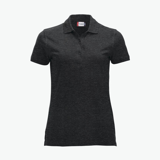 Clique Classic Marion S/S Polo - Antraciet Melange Polo Dames Clique XS