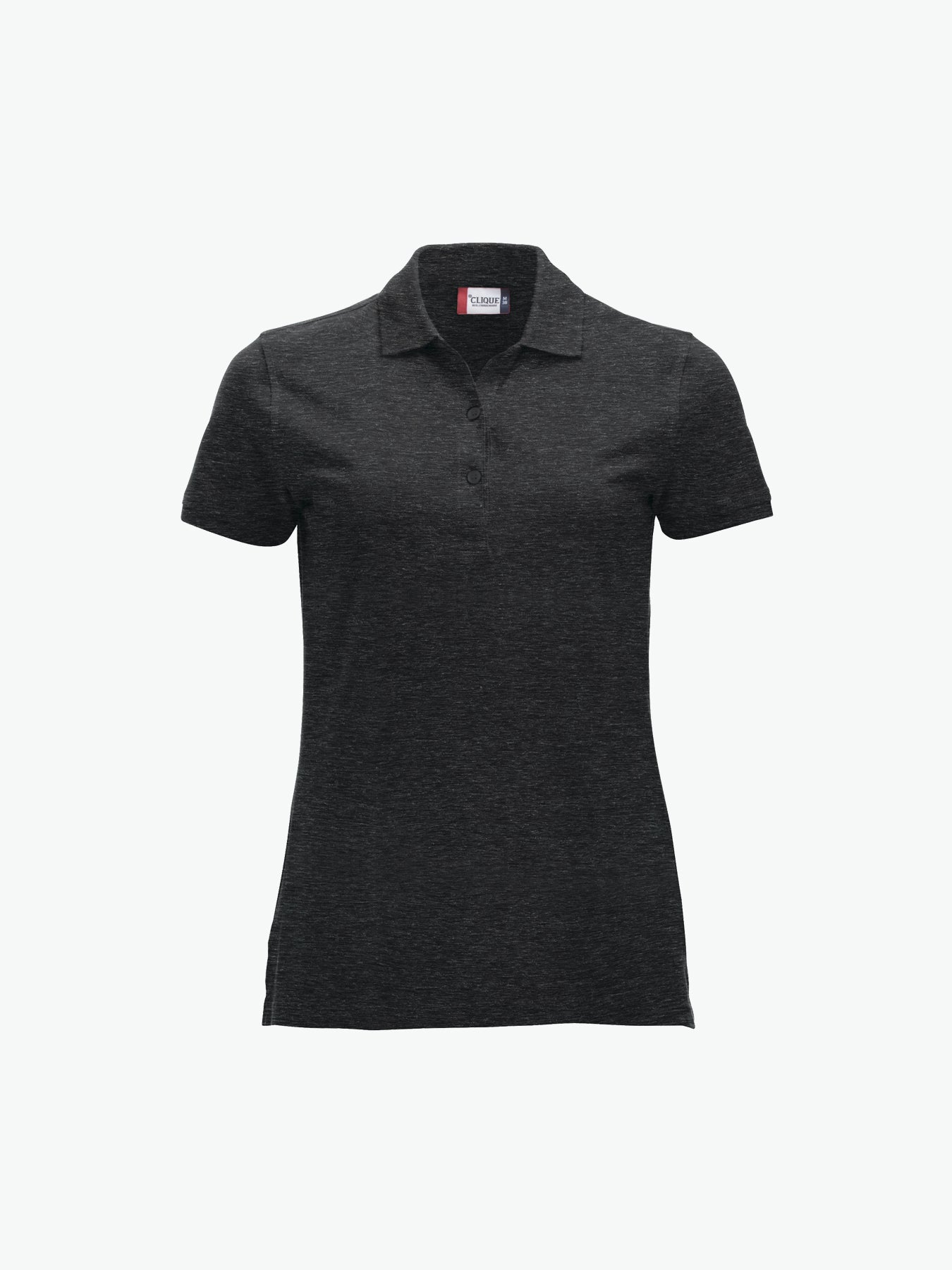 Clique Classic Marion S/S Polo - Antraciet Melange Polo Dames Clique XS