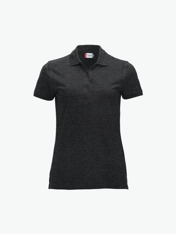 Clique Classic Marion S/S Polo - Antraciet Melange Polo Dames Clique XS