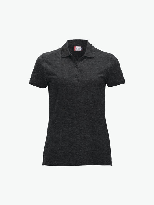 Clique Classic Marion S/S Polo - Antraciet Melange Polo Dames Clique XS