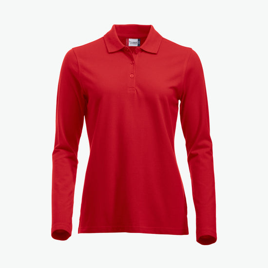 Clique Classic Marion L/S Polo - Rood Polo Dames Clique XS
