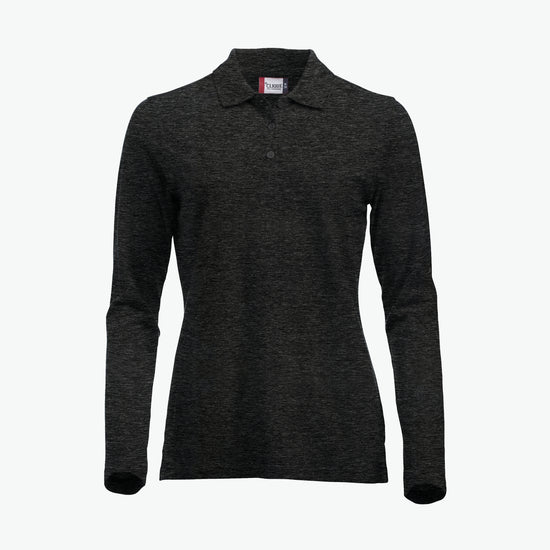 Clique Classic Marion L/S Polo - Antraciet Melange Polo Dames Clique XS