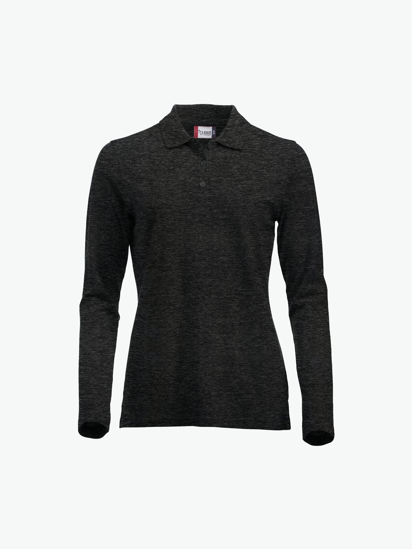 Clique Classic Marion L/S Polo - Antraciet Melange Polo Dames Clique XS
