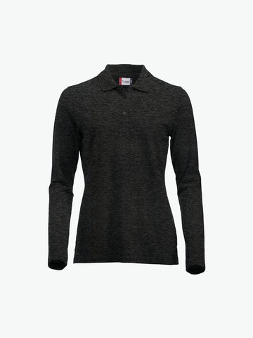 Clique Classic Marion L/S Polo - Antraciet Melange Polo Dames Clique XS