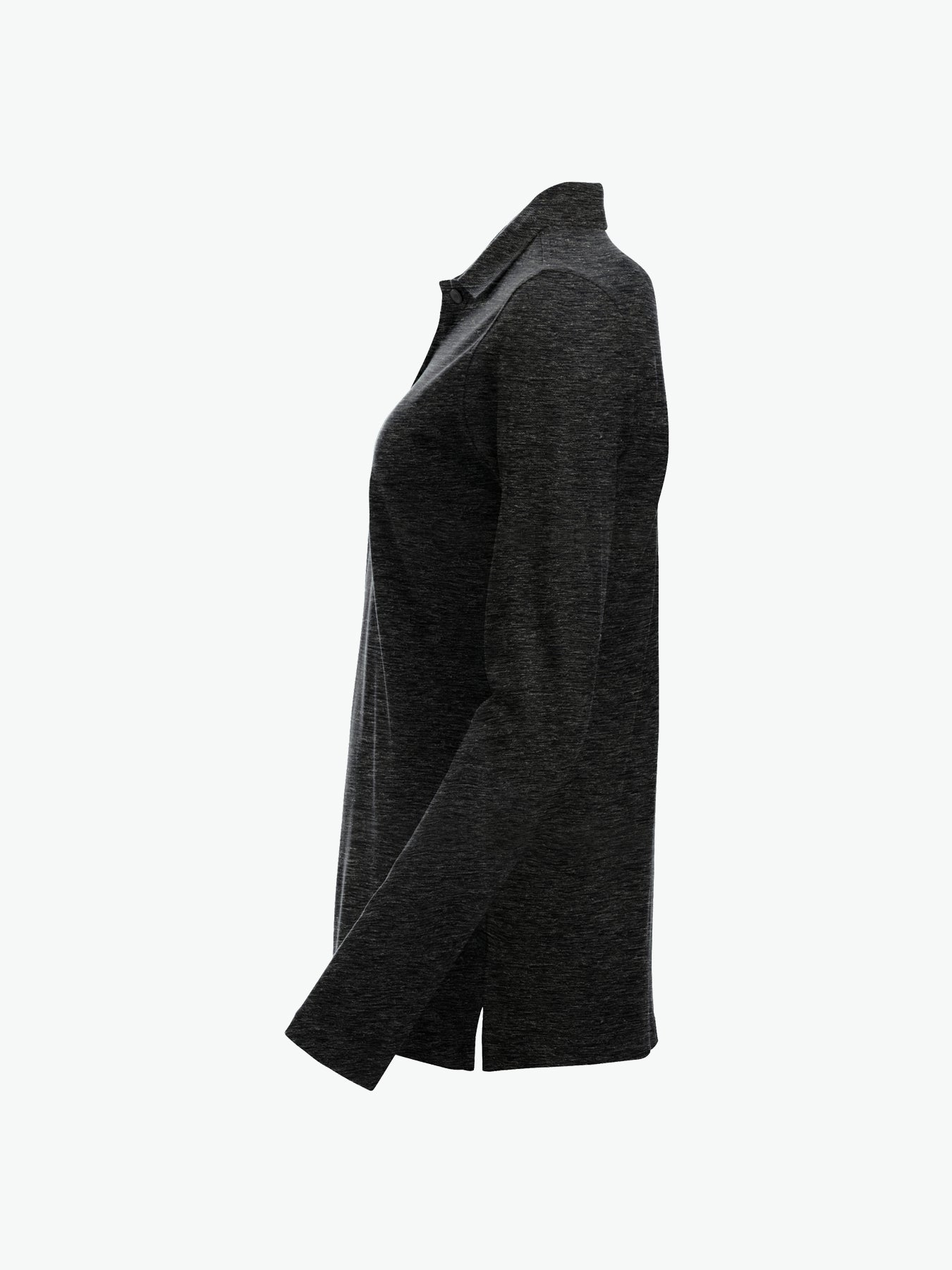 Clique Classic Marion L/S Polo - Antraciet Melange Polo Dames Clique