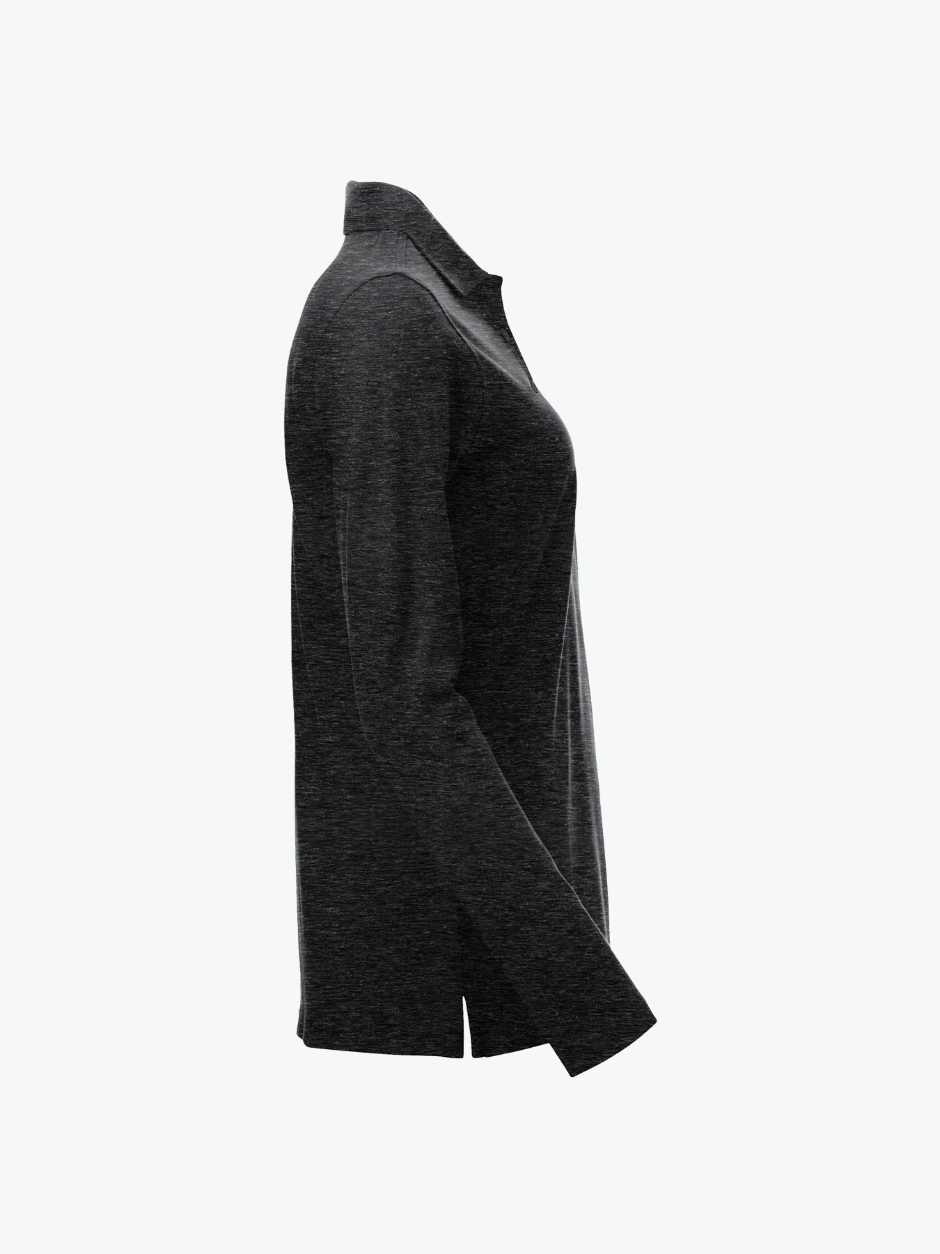 Clique Classic Marion L/S Polo - Antraciet Melange Polo Dames Clique
