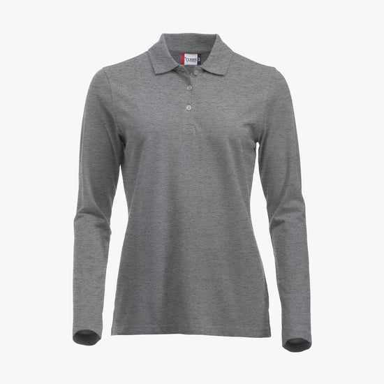 Clique Classic Marion L/S Polo - Grijsmelange Polo Dames Clique XS