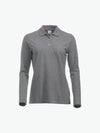 Clique Classic Marion L/S Polo - Grijsmelange Polo Dames Clique XS