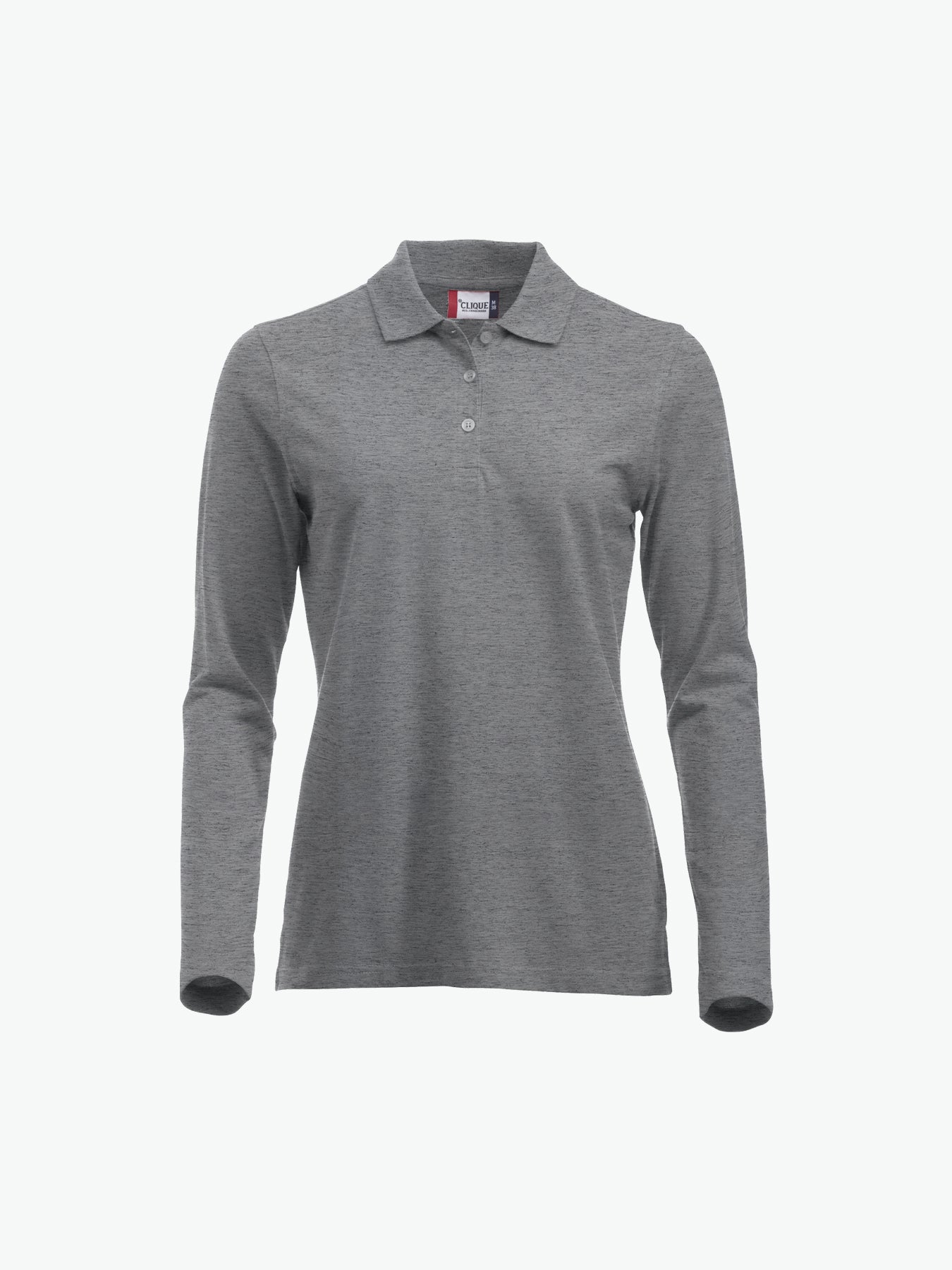 Clique Classic Marion L/S Polo - Grijsmelange Polo Dames Clique XS