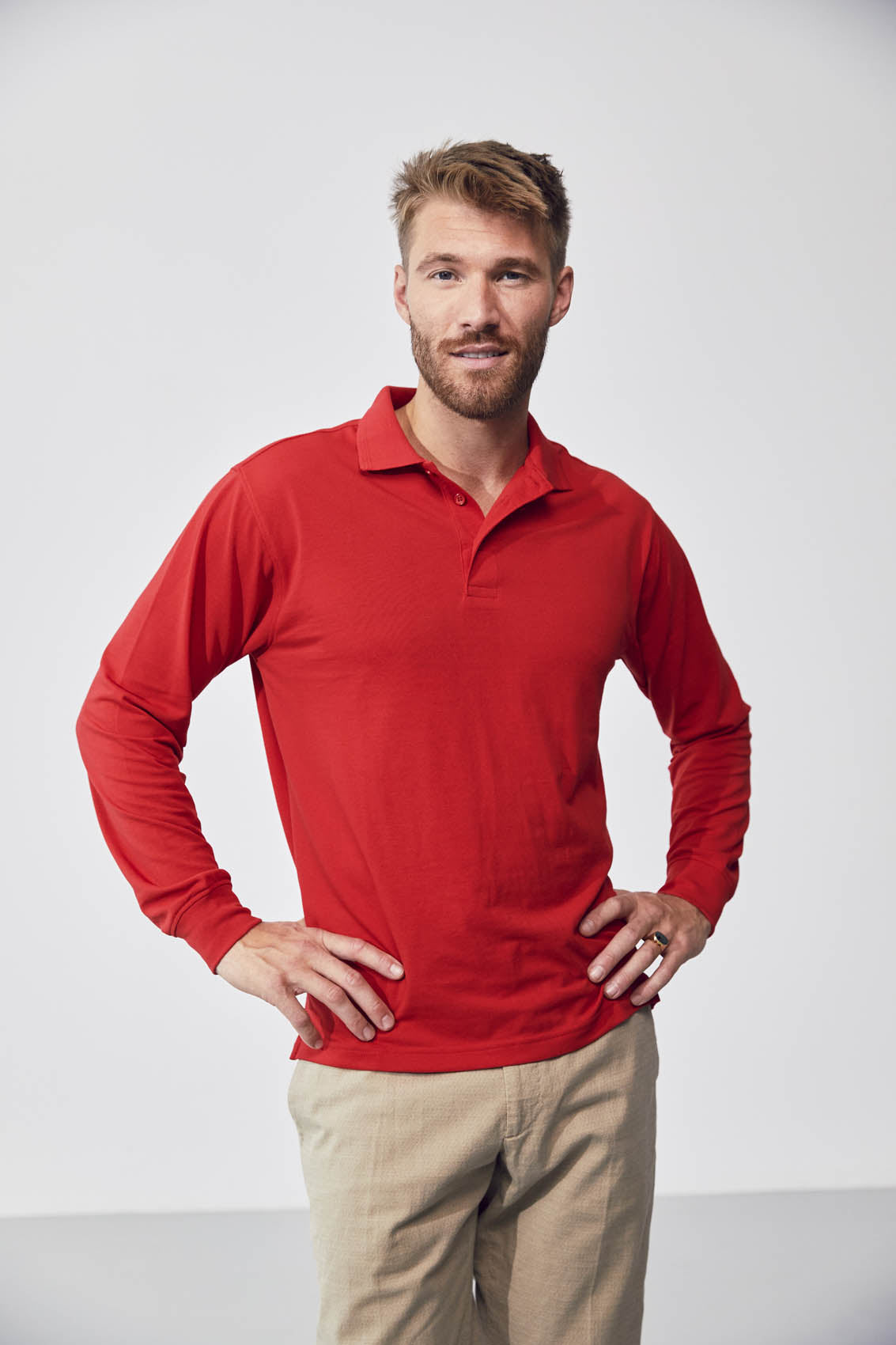 Clique Manhattan L/S Polo - Rood Polo Clique
