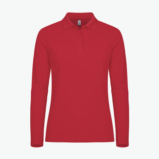 Clique Manhattan Women L/S Polo - Rood Polo Dames Clique XS
