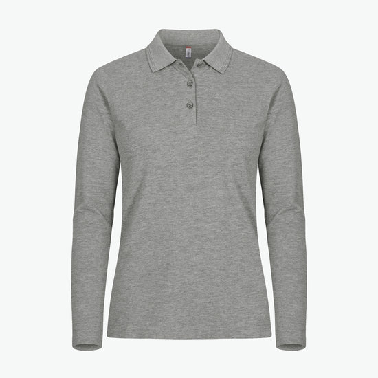 Clique Manhattan Women L/S Polo - Grijsmelange Polo Dames Clique XS