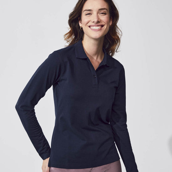 Clique Manhattan Women L/S Polo - Dark Navy Polo Dames Clique