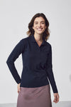 Clique Manhattan Women L/S Polo - Dark Navy Polo Dames Clique