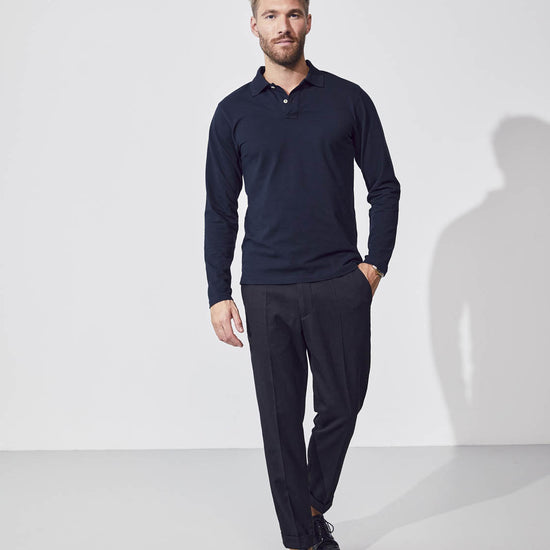 Clique Stretch Premium Polo L/S - Dark Navy Polo Clique