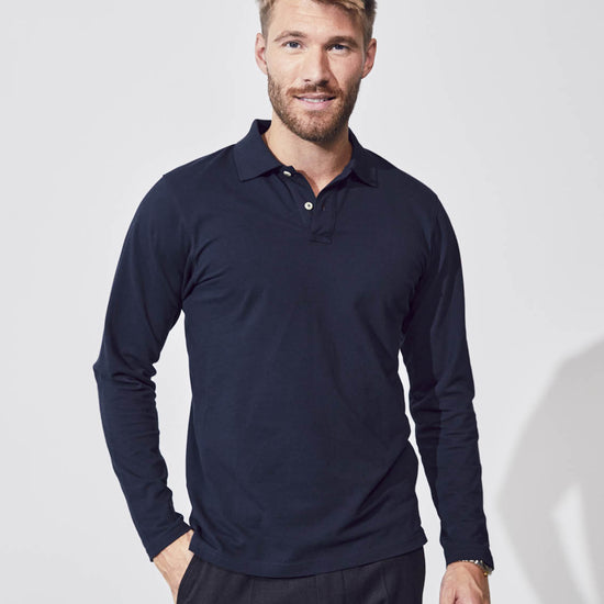 Clique Stretch Premium Polo L/S - Dark Navy Polo Clique