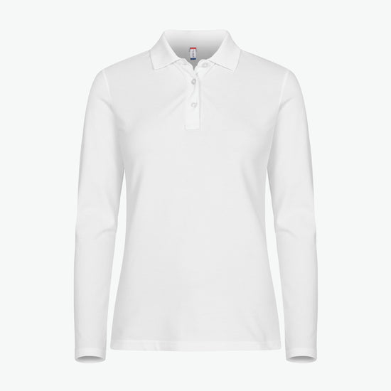 Clique Stretch Premium Polo Women L/S - Wit Polo Dames Clique XS