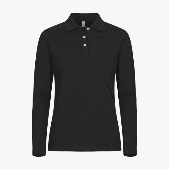 Clique Stretch Premium Polo Women L/S - Zwart Polo Dames Clique XS