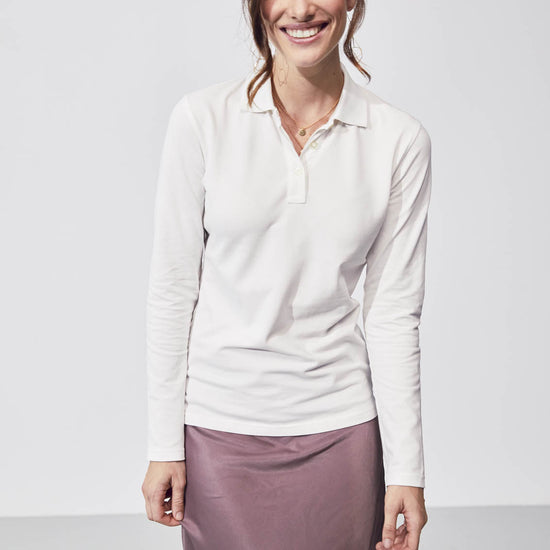 Clique Stretch Premium Polo Women L/S - Wit Polo Dames Clique