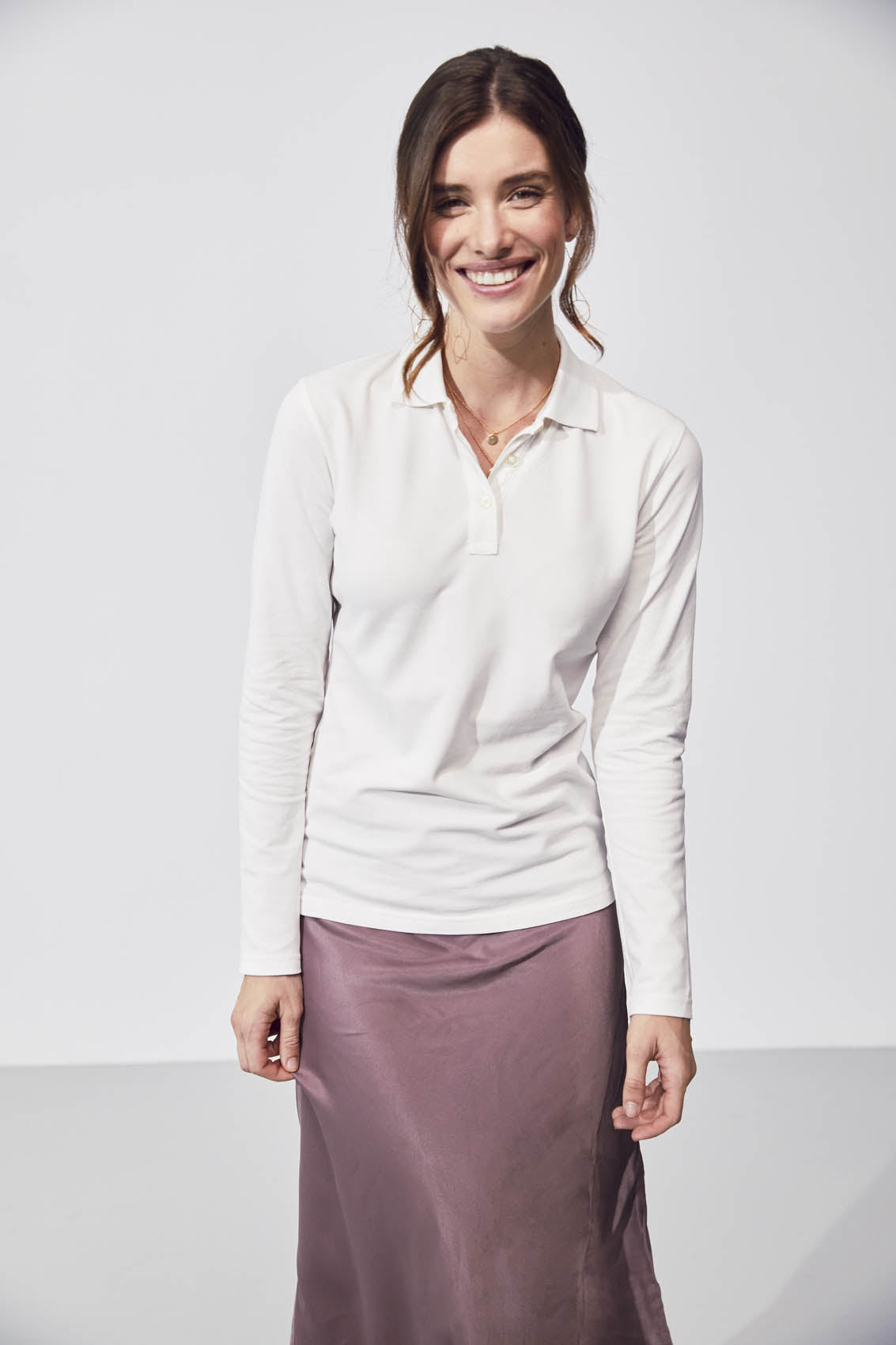 Clique Stretch Premium Polo Women L/S - Wit Polo Dames Clique