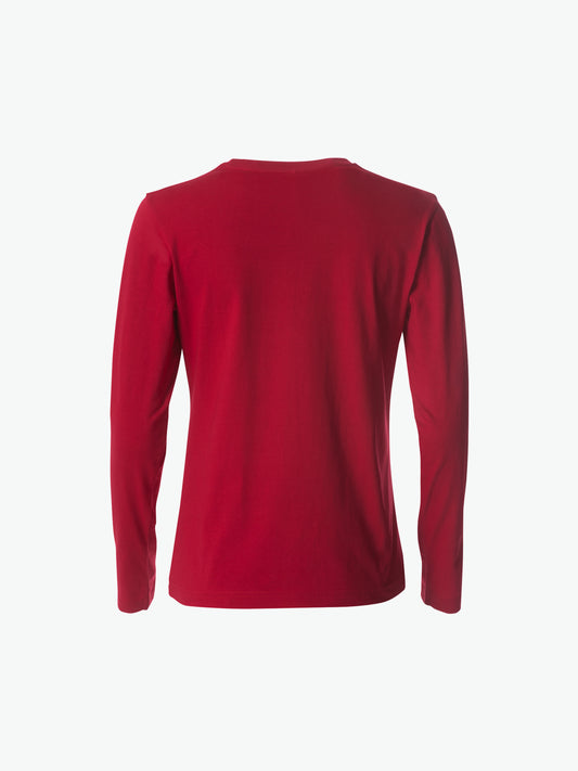 Clique Basic-T L/S Women - Rood T-Shirt Dames Clique