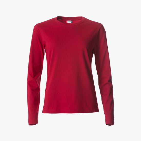 Clique Basic-T L/S Women - Rood T-Shirt Dames Clique XS