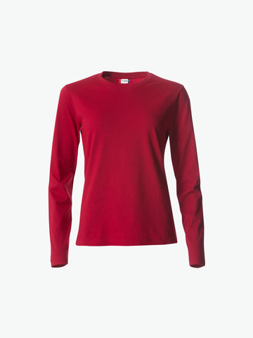 Clique Basic-T L/S Women - Rood T-Shirt Dames Clique XS
