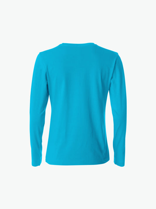 Clique Basic-T L/S Women - Turquoise T-Shirt Dames Clique