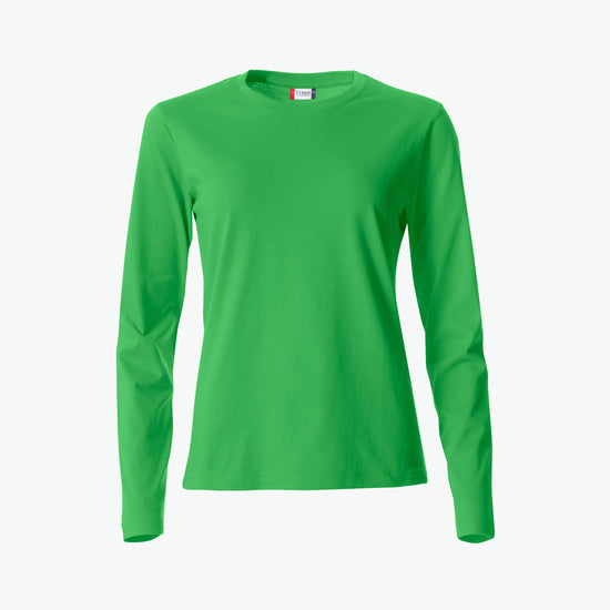 Clique Basic-T L/S Women - Appelgroen T-Shirt Dames Clique XS
