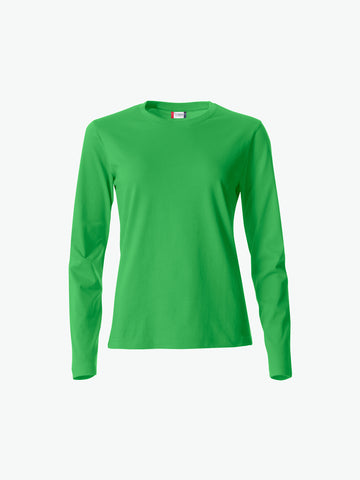 Clique Basic-T L/S Women - Appelgroen T-Shirt Dames Clique XS